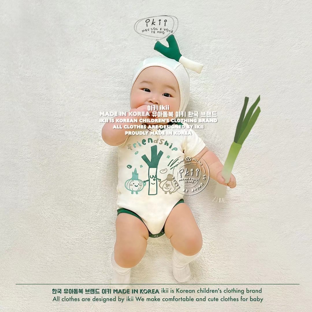 IKII 2024♡Green Onion (Overalls + Hat Set) 嬰兒連身衣+帽