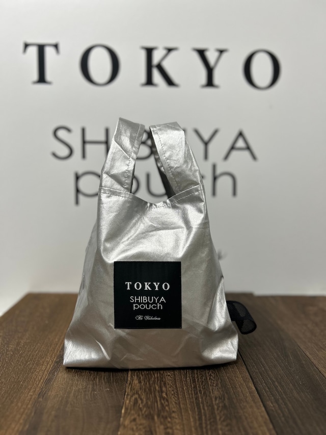 【日本直送】TOKYO SHIBUYA POUCH - Shine軟包（銀色）(L號) | 日本超火紅環保袋 | 非常好攜帶 | 超輕便又好用