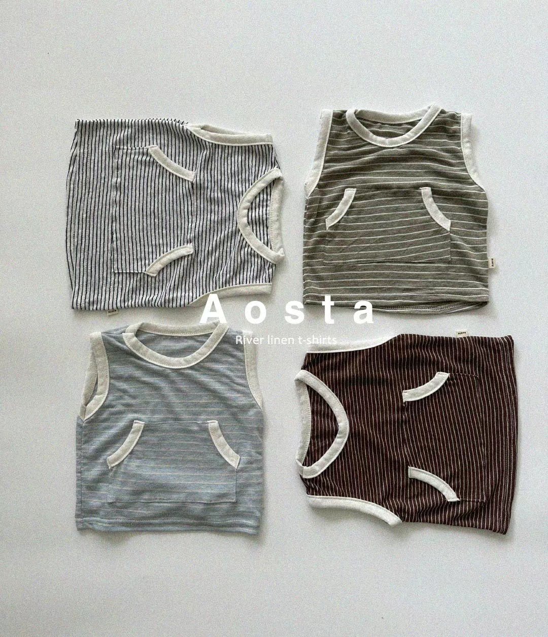 AOSTA 2024♡River Linen sleeveless 韓國童裝背心 0~5Y (4色)