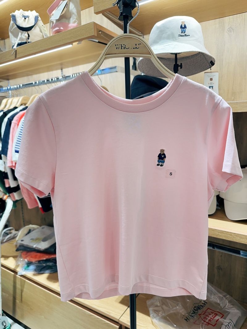 【限時優惠】WHO.A.U Steve Embroidered Cropped Short Sleeve Tee - Pink