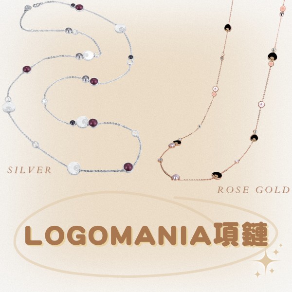 MOCHHICHI CHARMS PARTY - LOGOMANIA項鏈 (銀色) / (玫瑰金色)       