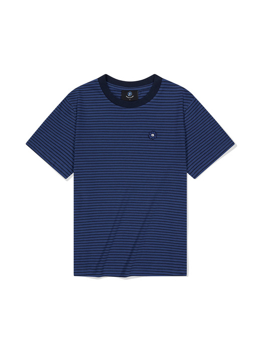 韓國直送 WHAT IT ISN'T - Women's Flory Wappen Stripe Short Sleeve T-Shirt Blue