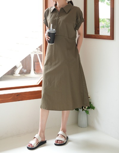 indibrand-하프 집업 원피스 (수입)♡韓國女裝連身裙