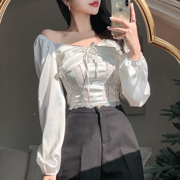 second-edition-스모크샤틴오프 blouse (캡내장)♡韓國女裝上衣