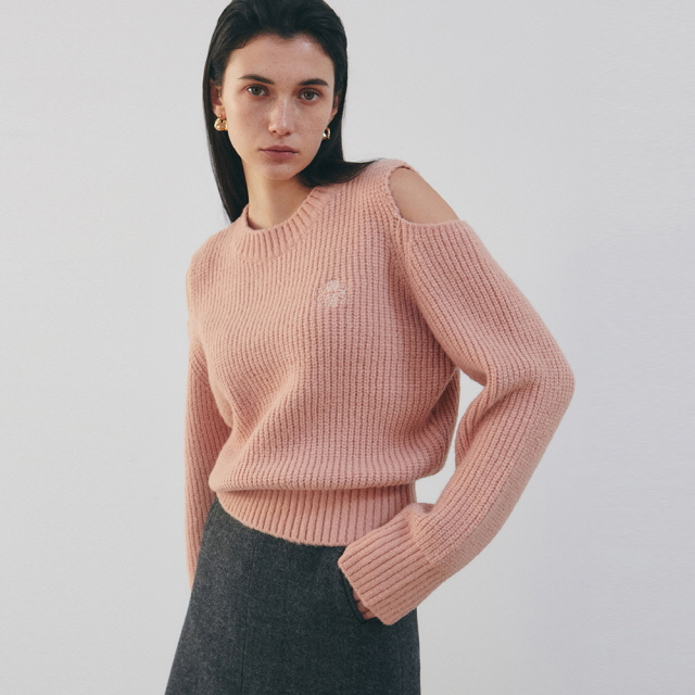 NICK N NICOLE-[NICOLE RIBBED SHOULDER CUT OUT SWEATER_INDI PINK]