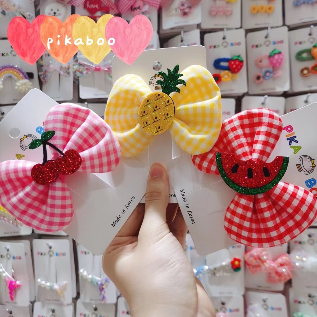 韓國 PIKABOO菠蘿|櫻桃|西瓜經典格仔紋髮夾