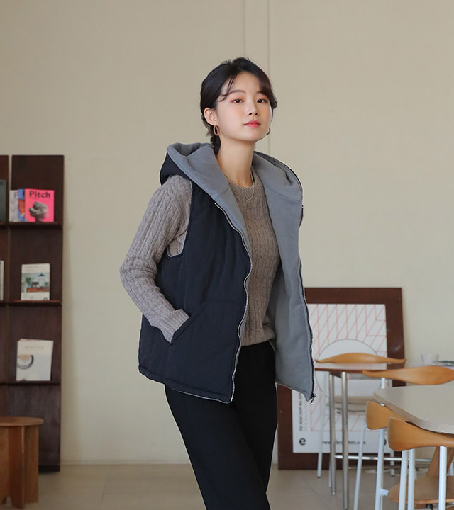 roompacker-룸페커 [델루 본딩 배색안감 패딩조끼]♡韓國女裝外套