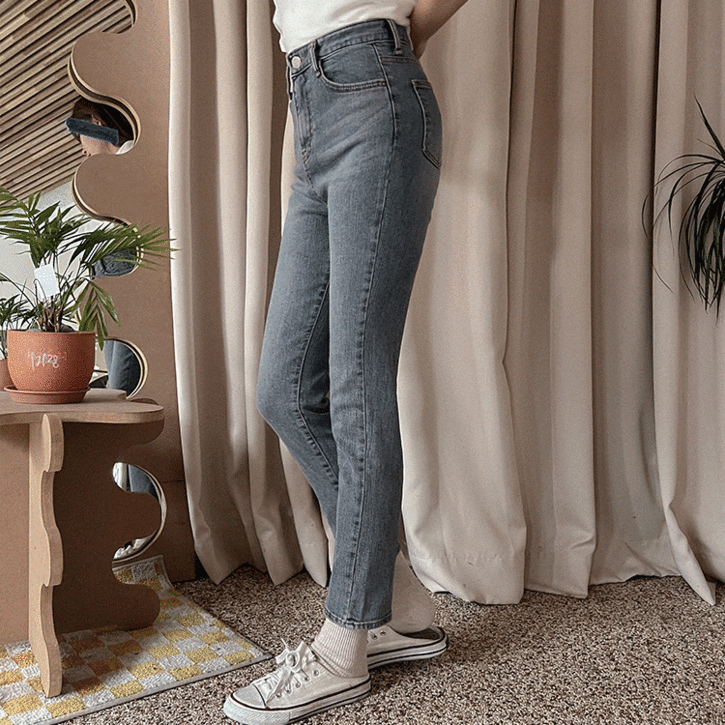 QNIGIRLS-[155cm,기모안감]딥데일리 슬림일자데님팬츠♡韓國女裝褲