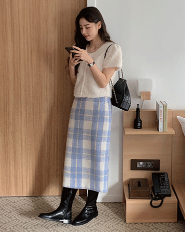 shopperland-파스텔 체크 울 롱 스커트 (2color)♡韓國女裝裙