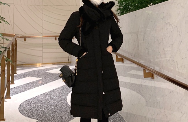 minsshop-<b>패딩+폭스머플러 SET</b>(오리털100%)날씬한 핏에 고급져보이는 패딩코트_아이보리 컬러 추가!♡韓國女裝外套