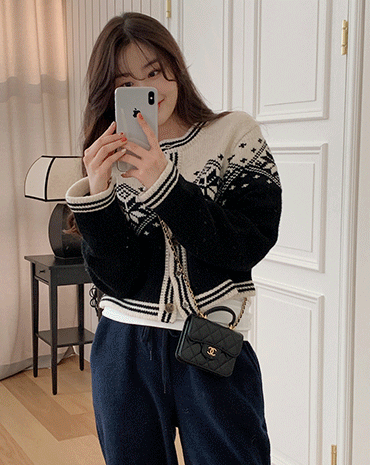 shopperland-[울50%]램스울 눈꽃 니트 가디건 (2color)♡韓國女裝外套
