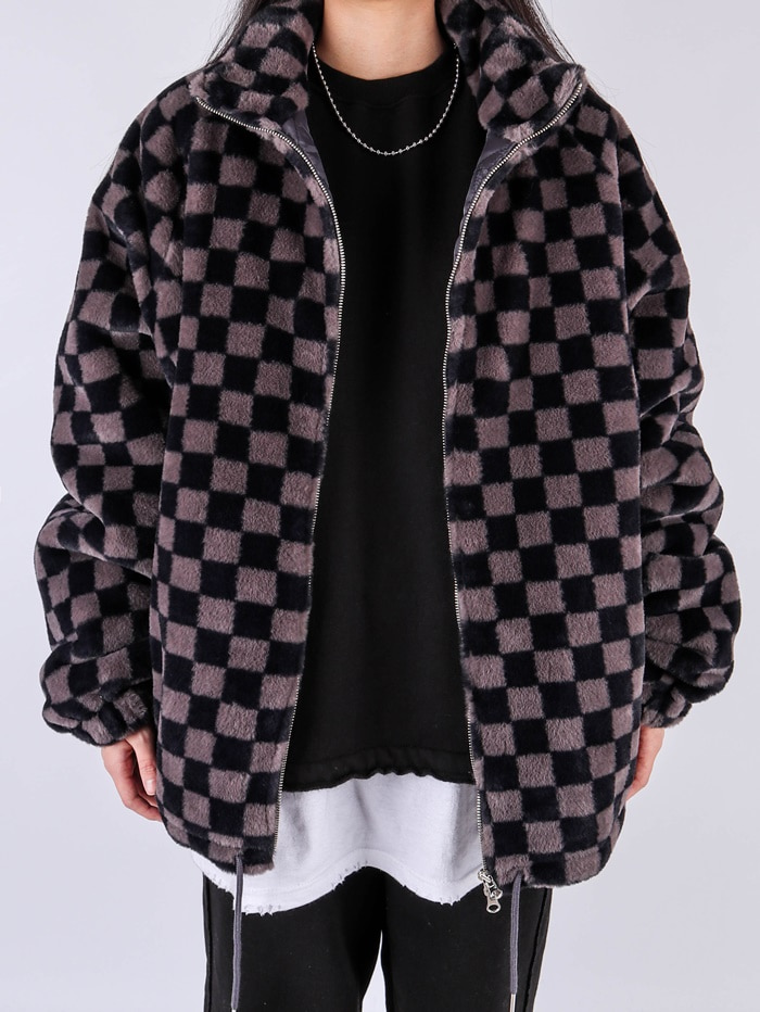 justyoung-PP Checkerboard Fur Jumper (2color)♡韓國男裝外套