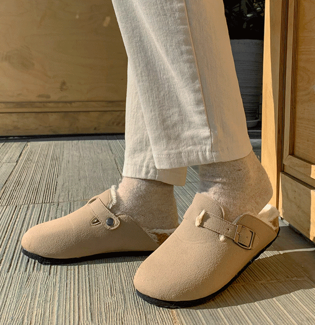 mayblue-메이블루 [버켄 보스턴 털 슬리퍼 (3cm)]♡韓國女裝鞋