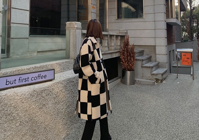 prostj-콜드 체커보드 코트 (2colors)♡韓國女裝外套