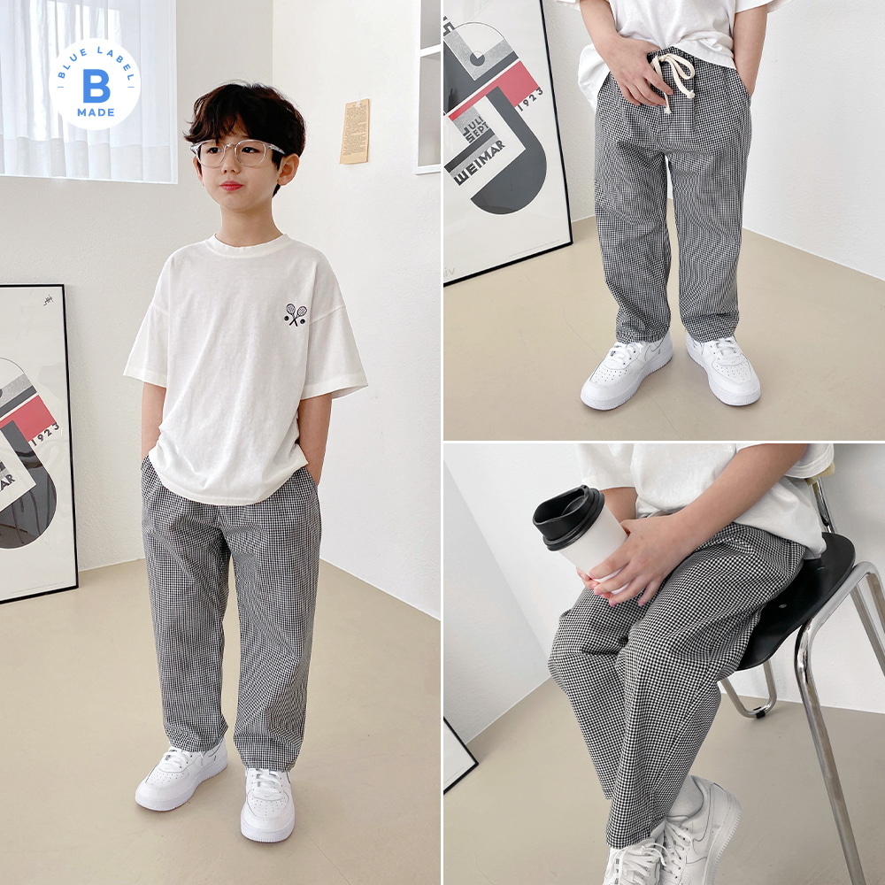 little-bro-B.체크코튼팬츠[팬츠BDNT9]♡韓國童裝褲