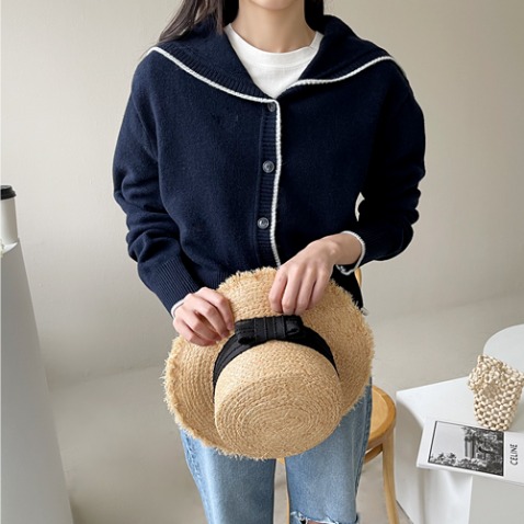 jooen-이보크 램스울 세일러 가디건(55~통통66)램스울50%♡韓國女裝外套