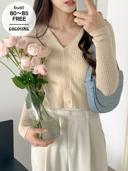 ggsing-[29일9시까지9%할인]슬림핏 니트가디건 (골지,크롭,브이넥)♡韓國女裝外套