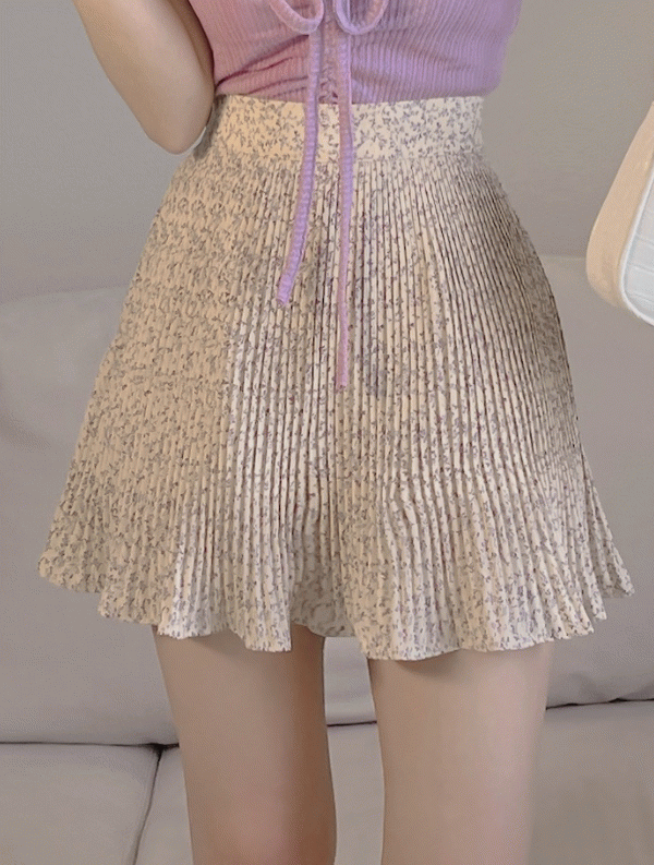 melted-[신상5%할인] 피치플라워 플리츠 sk♡韓國女裝裙