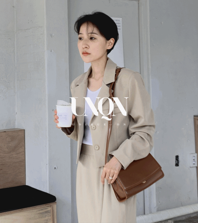 uniqueon-[어깨패드O]마이드 싱글 크롭 자켓 봄가을간절기숏JK [C0039]♡韓國女裝外套
