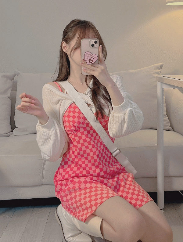 melted-[신상5%할인] 체커보드 뷔스티에 ops♡韓國女裝連身裙