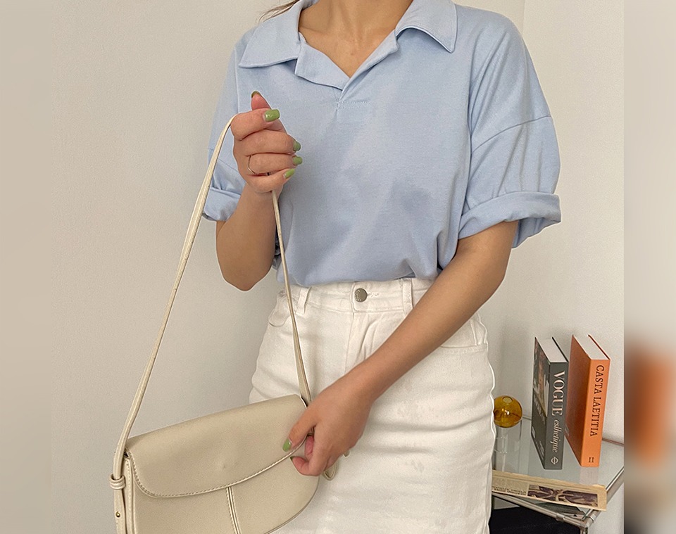 ririnco-와츠너 오픈카라 루즈핏 티셔츠♡韓國女裝上衣