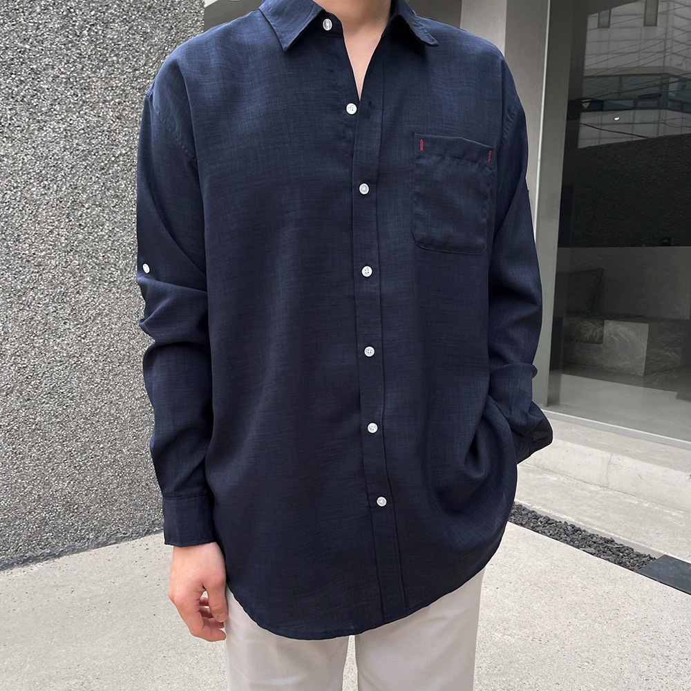 bymono-포인트 라인 롤업 셔츠[XL-2XL,3XL-4XL]♡韓國男裝上衣