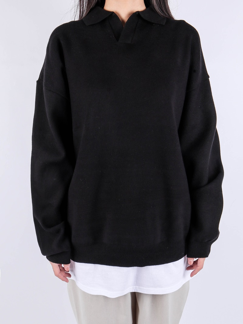 justyoung-DR Heavy Soft Collar Knit (3color)♡韓國男裝上衣