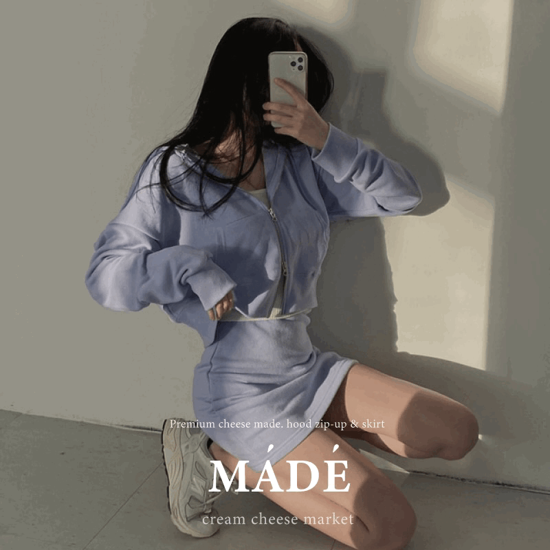 creamcheese-[#Made/SET] 4계절 투웨이 후드집업 + 스커트 투피스 셋업♡韓國女裝裙