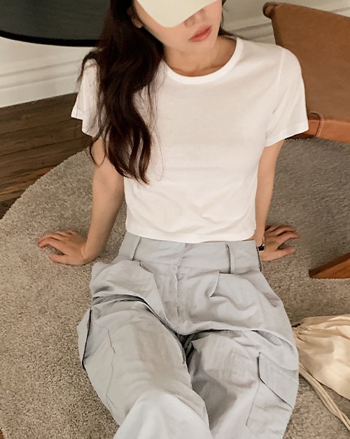 shopperland-페이드 컬러 크롭 반팔 티셔츠 (6color)♡韓國女裝上衣