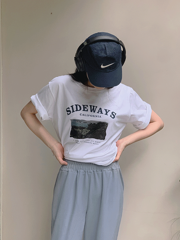 slowand-사이드웨이 루즈핏 반팔티셔츠 - 3 color♡韓國女裝上衣