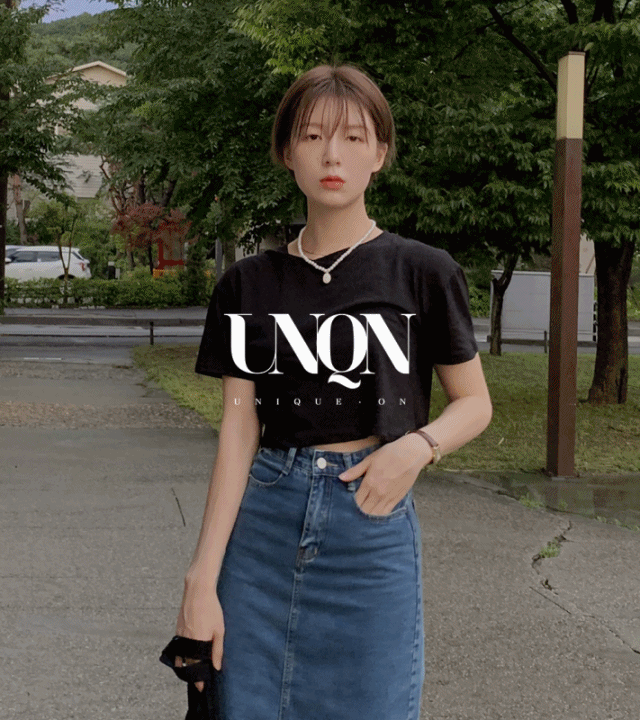 uniqueon-[5컬러♥] 클레어 루즈핏 코튼 세미크롭 반팔티 [D0047]♡韓國女裝上衣
