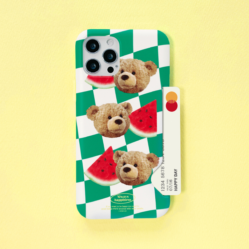 Momo Case – 482 CHECK TED (GREEN) CARD STORAGE CASE♡韓國文創