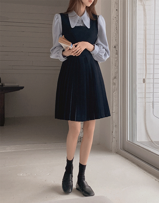 fromdayone-콤마 플리츠 뷔스티에미니원피스(하객룩)♡韓國女裝連身裙
