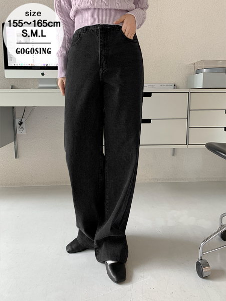 ggsing-[19일10시까지9%할인]데이와이드흑청데님팬츠(난스판,기장별,YKK)♡韓國女裝褲