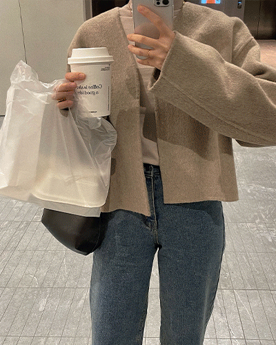 sosolmarket-[울80/handmade] 아델 노카라 숏 핸드메이드코트♡韓國女裝外套