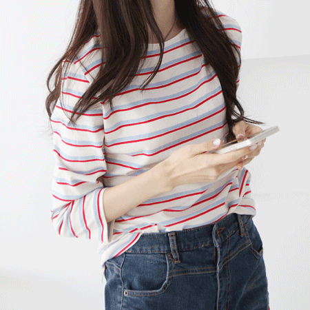 yan-story-[믹스 단가라 7부 티셔츠]♡韓國女裝上衣