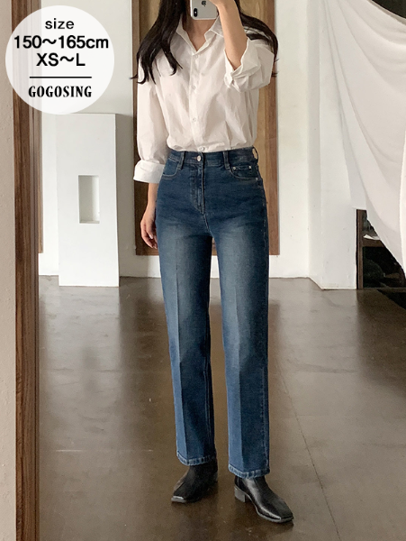 ggsing-[13일10시까지9%할인]히든밴딩 레직기 스트레이트핏 데님 팬츠 (인밴딩,스판2%,YKK,기장별)♡韓國女裝褲
