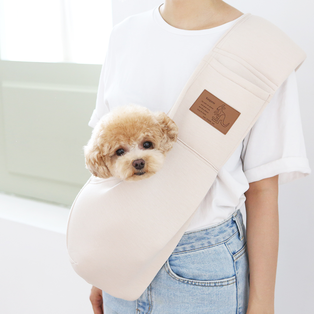 韓國itsdog – Kangaroo Sling Bag(米色)♡寵物生活用品