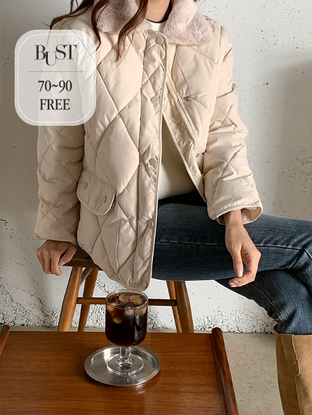 ggsing-카라 퀼팅 패딩점퍼 (아우터,포켓,퍼카라)♡韓國女裝外套