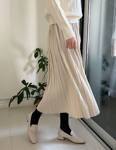 indibrand-벨벳 플리츠 스커트 (수입)♡韓國女裝裙