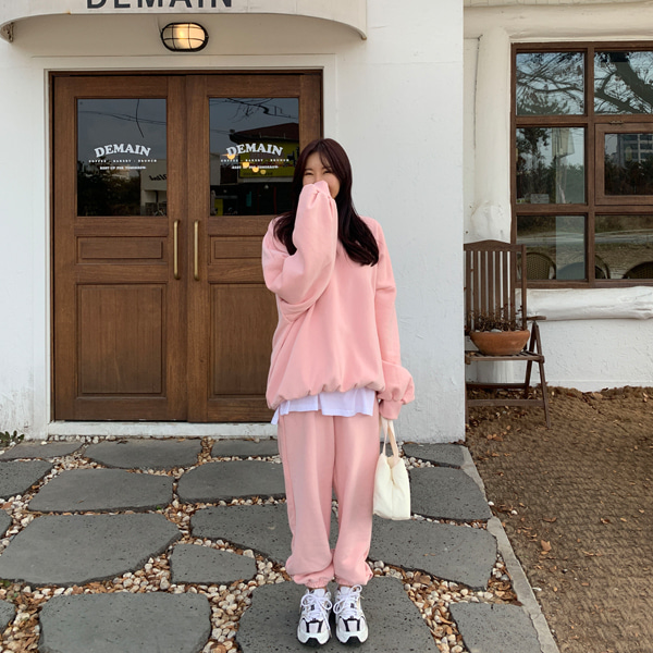 planj-밀크 기모 맨투맨&조거팬츠 SET♡韓國女裝套裝