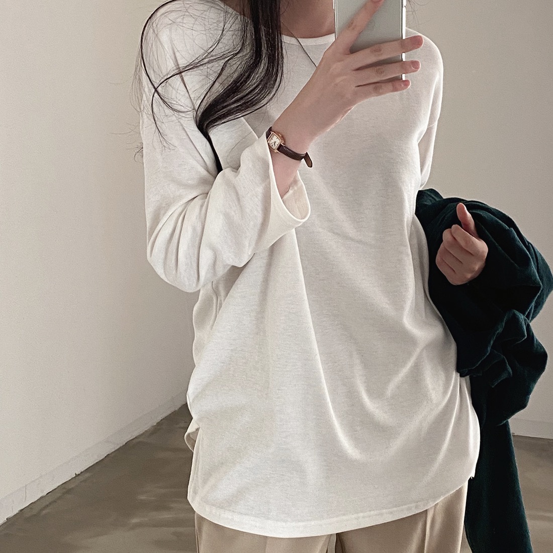 creamcheese-델리 기모 긴팔 티셔츠 - t♡韓國女裝上衣