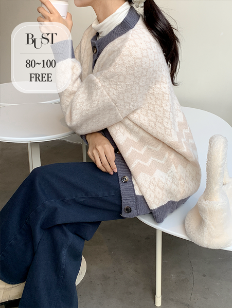 ggsing-[5일10시까지5%할인]필링 빈티지가디건(루즈핏,배색,패턴)♡韓國女裝外套