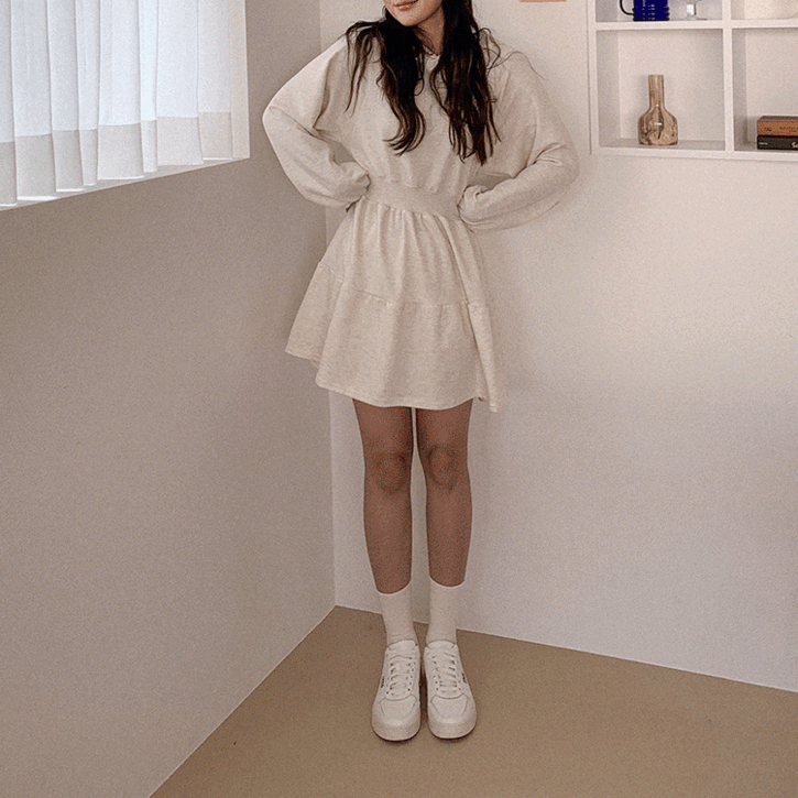 QNIGIRLS-후드캉캉 밴딩미니원피스♡韓國女裝連身裙