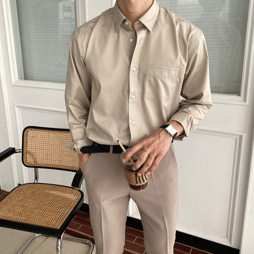 modernsweet-폴럽 논 아이론 셔츠 6color - 모던스윗(modernsweet)♡韓國男裝上衣