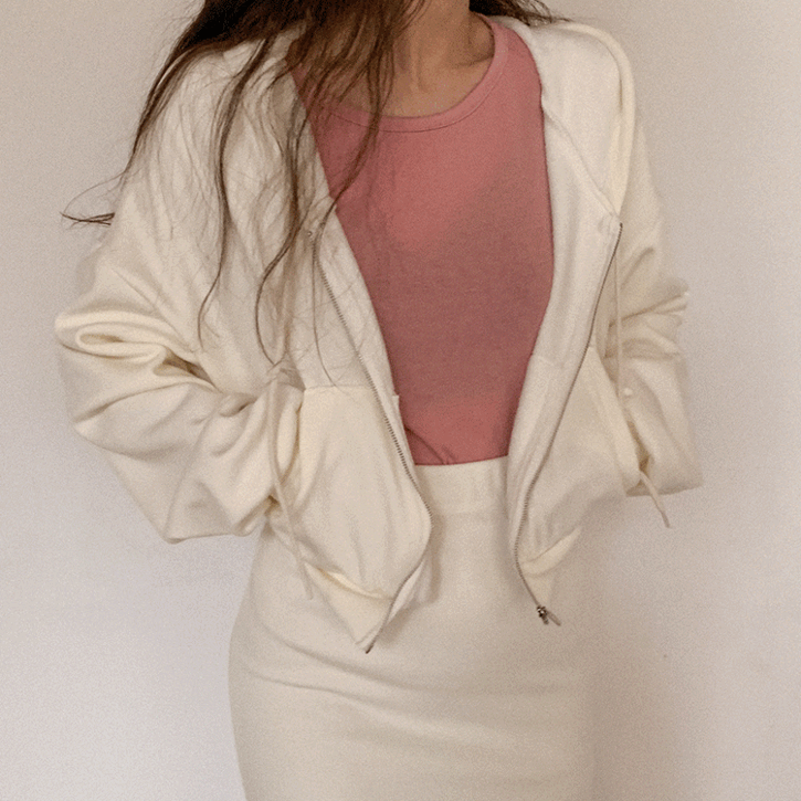 QNIGIRLS-[SET가능,융기모안감]밍크윈터 크롭후드집업♡韓國女裝外套