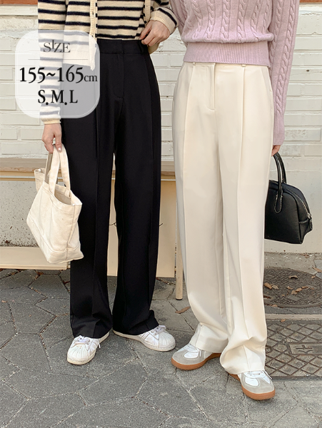 ggsing-[13일10시까지5%할인]에브리 핀턱 슬랙스 (스판,세미와이드,PT,YKK,기장별)♡韓國女裝褲