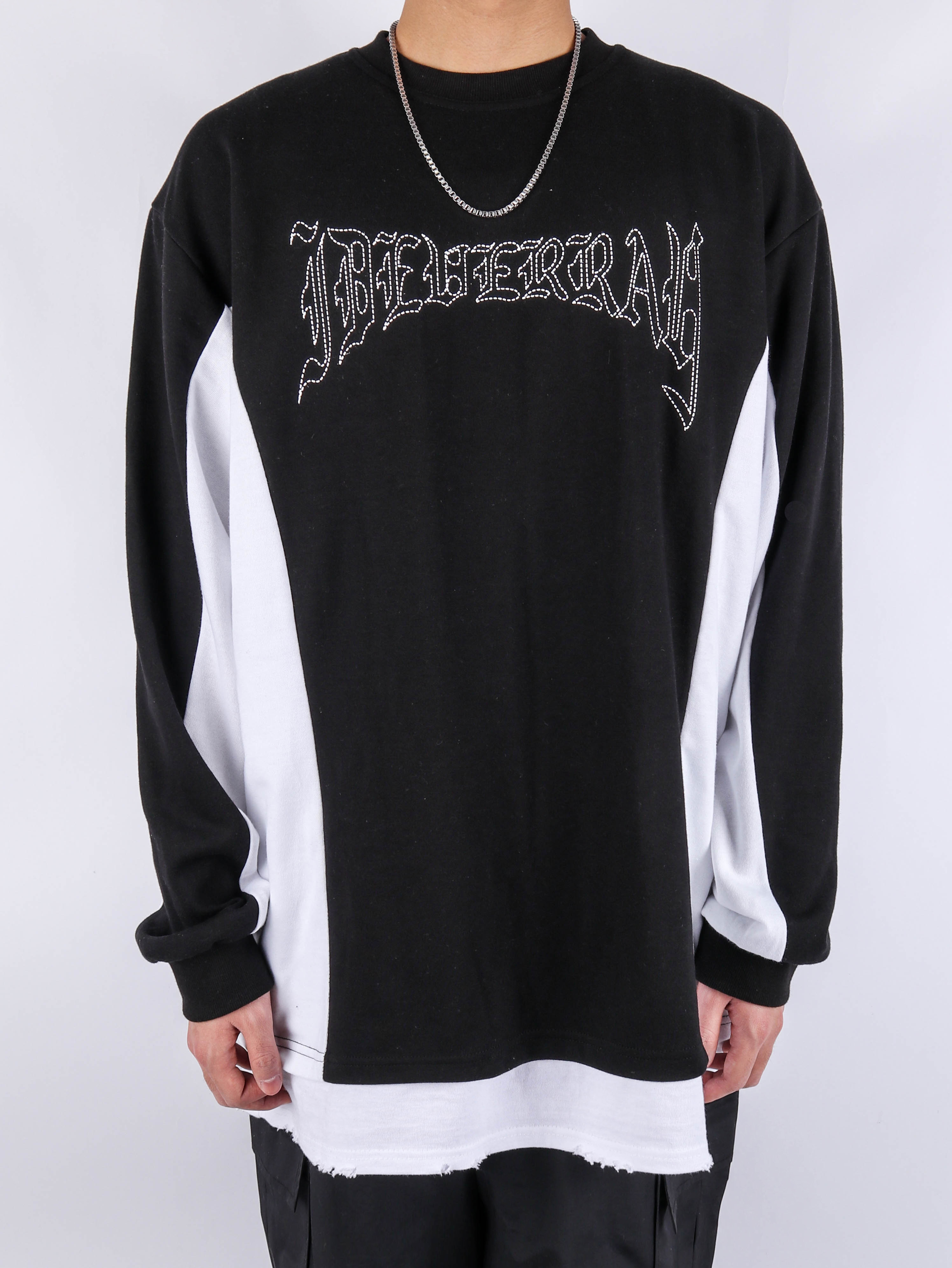 justyoung-DH Lettering Stitch Long Sleeve Tee (2color)♡韓國男裝上衣