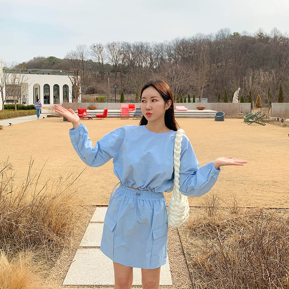planj-버블 아노락 맨투맨&카고 스커트 SET♡韓國女裝套裝