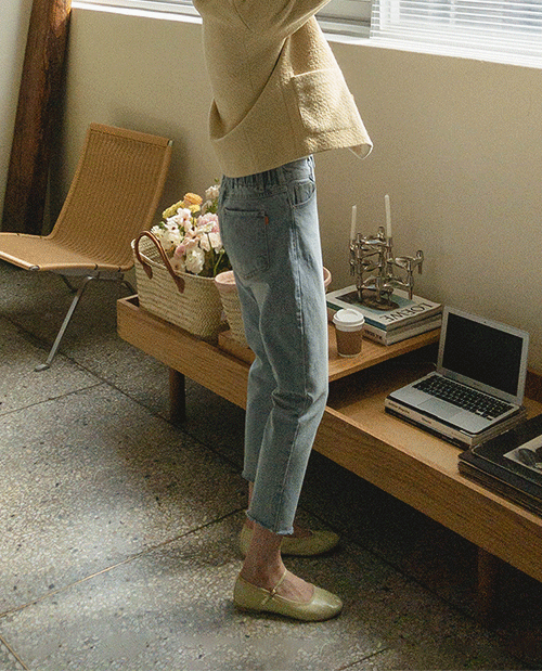 leelin-[은은한 연청 슬림 배기핏 데님 팬츠[size:S,M,L,XL]]♡韓國女裝褲